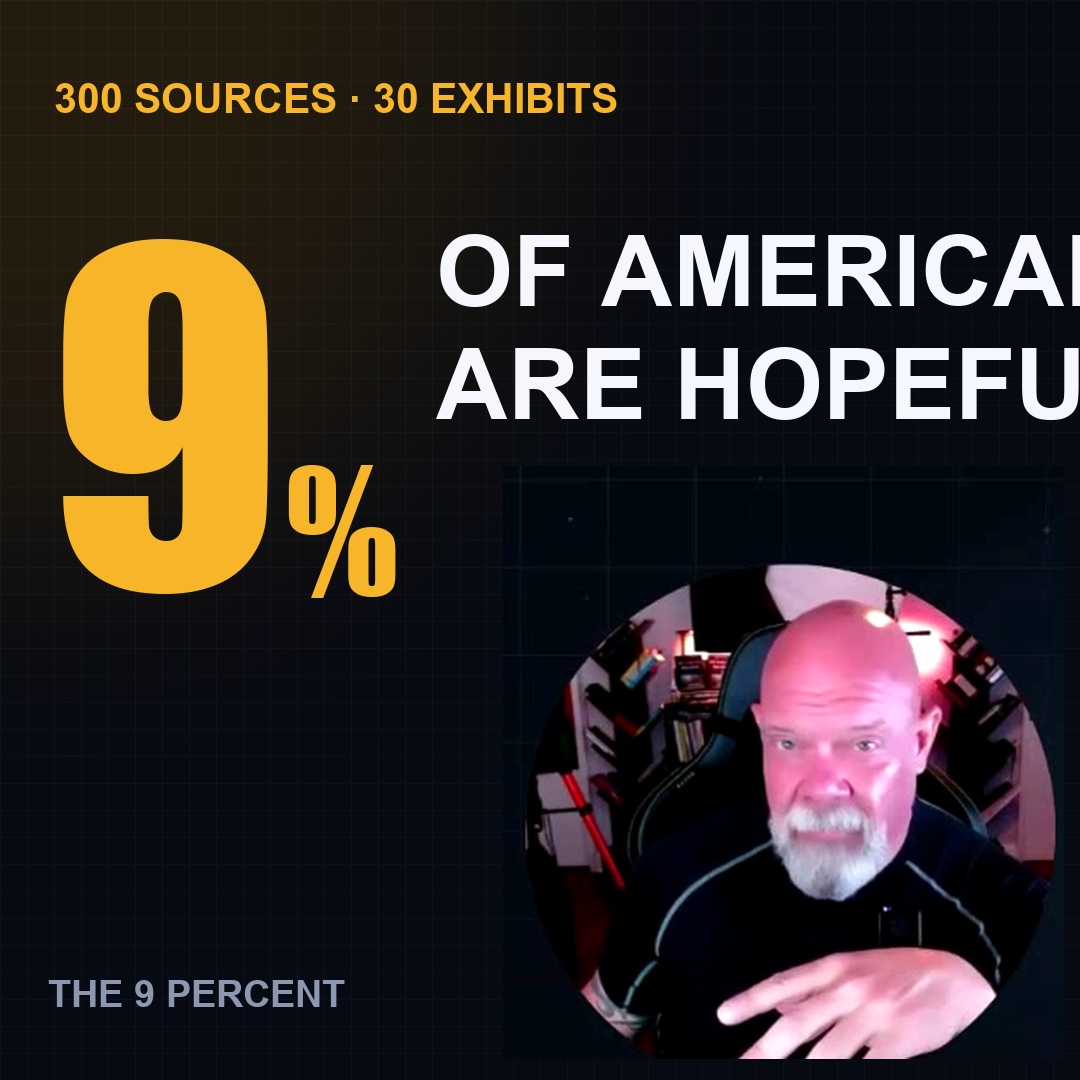 The 9 Percent, square social card. 300 sources, 30 exhibits.